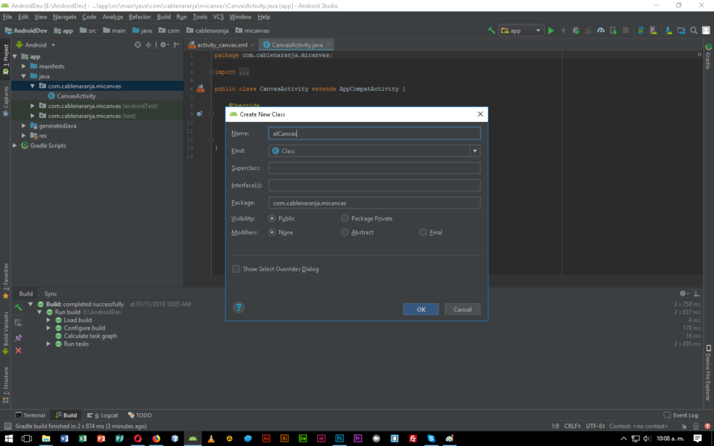 Como Crear Canvas Android Studio, CableNaranja