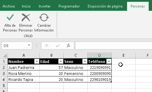 Como crear un CRUD en Excel con VBA