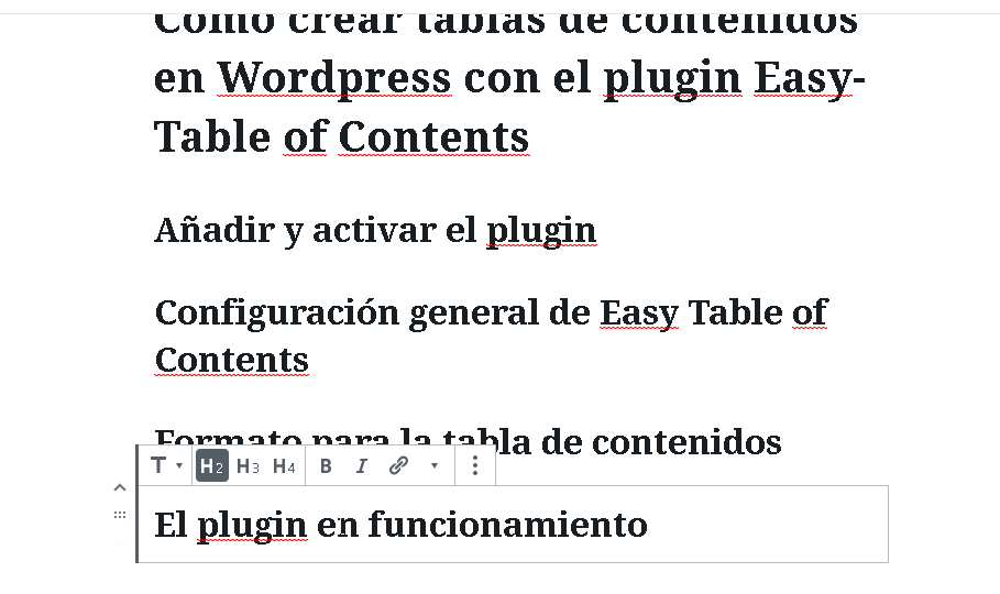 Como crear tablas de contenidos en WordPress con el plugin Easy-Table of Contents - CableNaranja