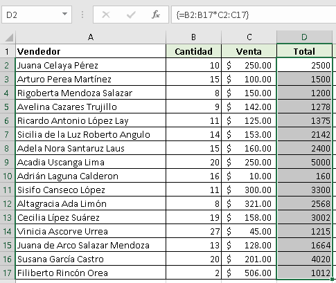 Creando fórmulas matriciales en Excel - CableNaranja