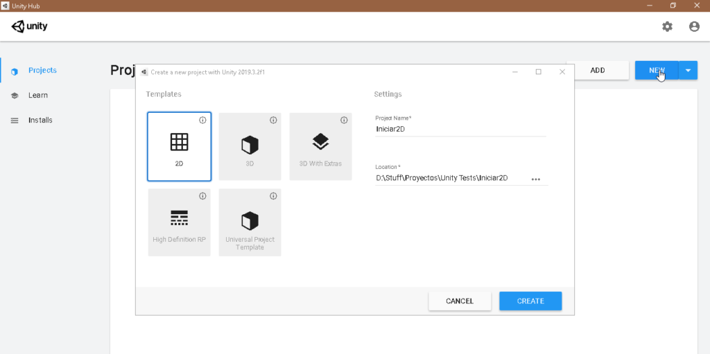 Como iniciar un proyecto 2D en Unity - CableNaranja