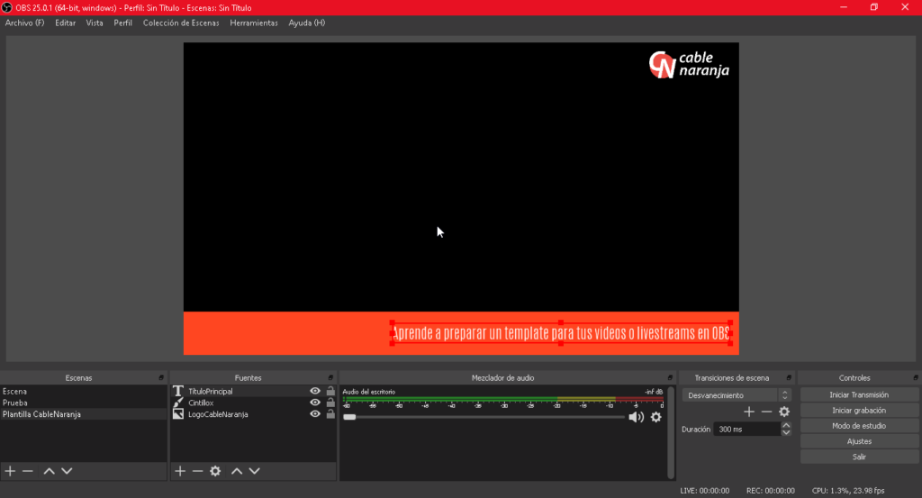 Aprende a preparar un template para tus videos o livestreams en OBS - CableNaranja