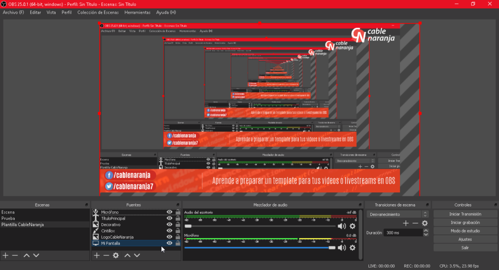 Aprende a preparar un template para tus videos o livestreams en OBS - CableNaranja