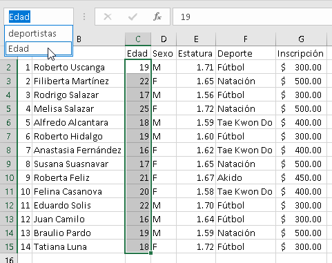 Manejo de nombres personalizados en Excel - CableNaranja