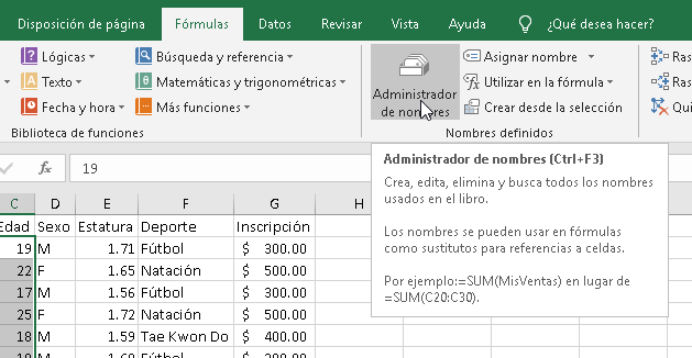 Manejo de nombres personalizados en Excel - CableNaranja