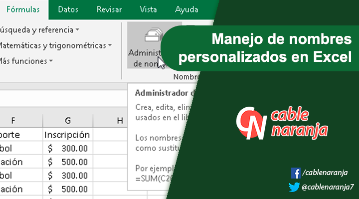 Manejo de nombres personalizados en Excel - CableNaranja