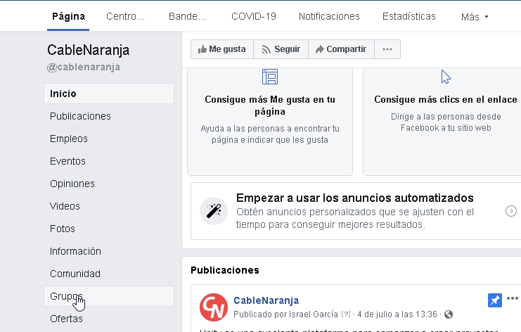 Como crear grupos en tus páginas de Facebook - CableNaranja