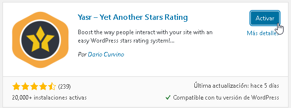 Puntua las entradas de tu #Wordpress con Yet Another Stars Rating - CableNaranja