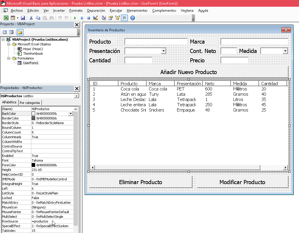 Cómo Utilizar Un Listbox Como Tabla En Excel Cable Naranja 2212